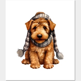 Winter Airedale Terrier Dog Posters and Art